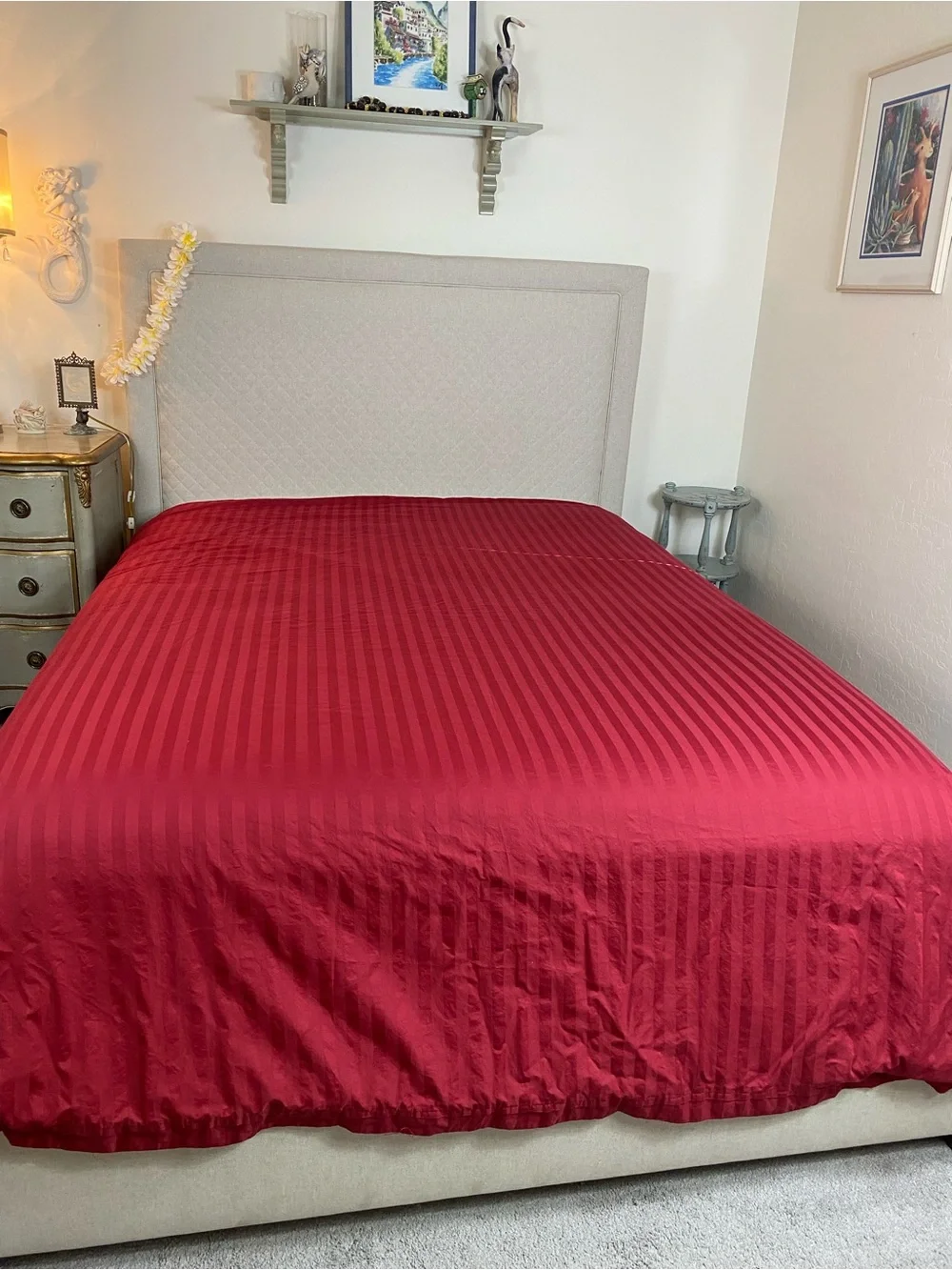 Wamsutta Red Striped Duvet Cover Damask